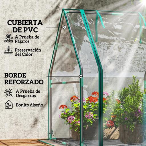 Invernadero de Exterior con Puerta con Cremallera Base Impermeable y Marco de Acero 90x90x105 cm Transparente [2]