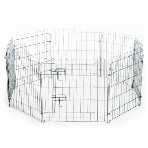 Vallas para Perros Plegables de 8 Piezas 63x60 cm con 1 Puerta y Marco de Acero para Jardín Patio Plata [10]