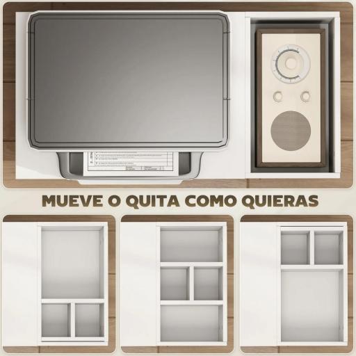 Mueble para Impresora con Ruedas Compartimentos Superiores Estantes Abiertos 70x36x60 cm Blanco [4]