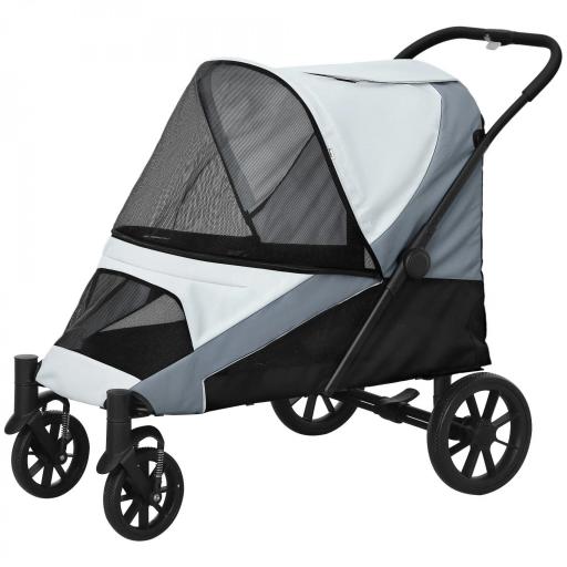 Cochecito Plegable para Mascotas con Ventanas de Malla Cojín Acolchado para Perros de hasta 30 kg 124x67x100 cm Gris [8]