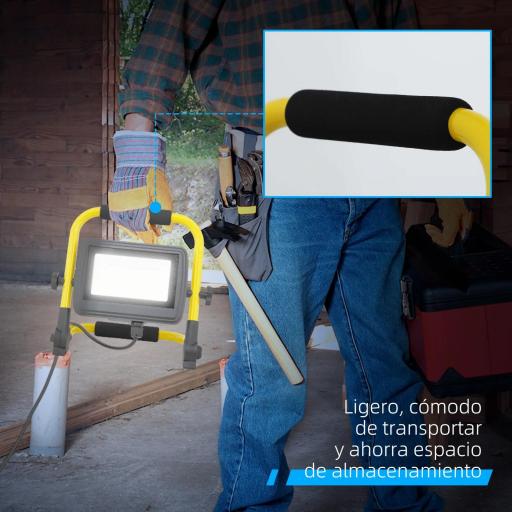Foco LED con 4250 Lúmenes IP65 6500K Resistente a la Intemperie Ajustable y Portátil 25,5x16x25,5 cm Amarillo [6]