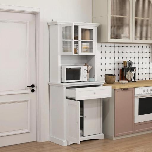 Alacena de Cocina con 1 Cajón 4 Puertas y Estantes Ajustables Carga 50 kg Mueble de Cocina 79x40x180 cm Blanco