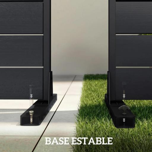 Biombo de 6 Paneles de HDPE 120x174 cm Biombo Separador de Ambientes con Soporte Aspecto de Vetas de Madera Negro [3]