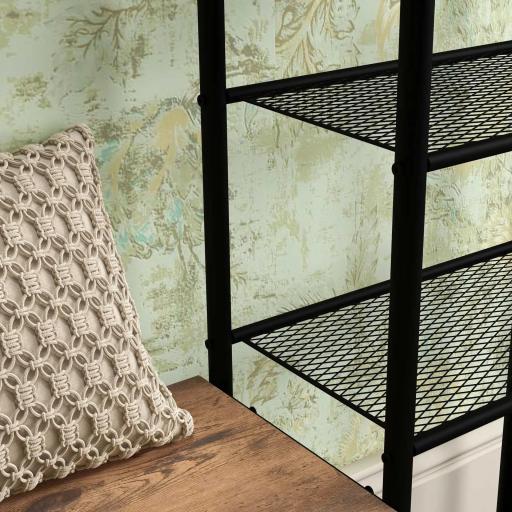 Perchero con Zapatero Industrial con 5 Estantes y 6 Ganchos para Colgar Bolsos Ropa 92.5x28.2x182 cm Marrón Rústico [4]