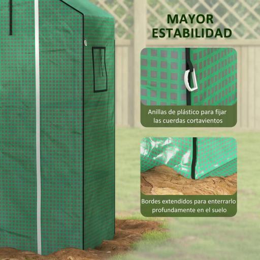 Cubierta de Repuesto de Invernadero 140x73x190 cm con Ventana Puerta con Cremallera Anti-UV Protección de Plantas Verde [3]