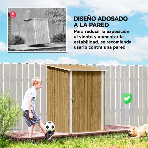 Caseta de Jardín Metálica 0,92 m² 100x103x160 cm con 1 Puerta y Cerradura para Almacenamiento Herramientas Marrón Claro [6]