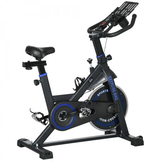 Bici Estática con Resistencia Regulable Volante de Inercia 8 kg Pantalla LCD Manillar y Asiento Ajustable Azul [8]