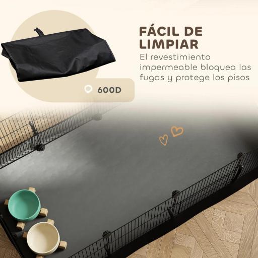 Valla Metálica para Mascotas de 12 Paneles DIY Alfombrilla Impermeable Parque para Cobayas Erizos 120x60x40 cm Negro [2]