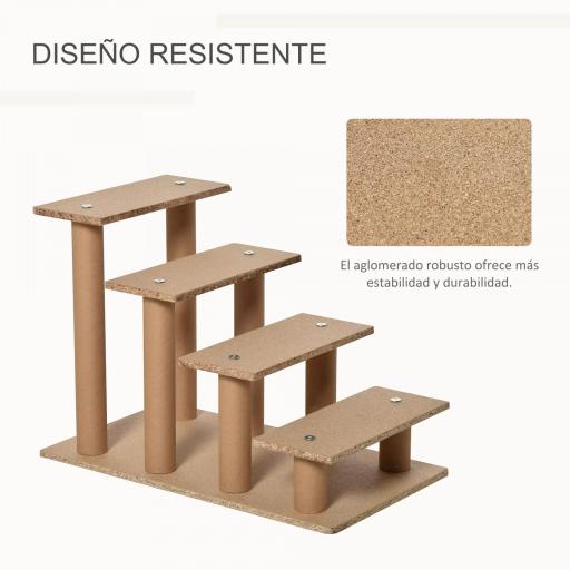 Escalera para Perros de 4 Peldaños Escalera para Mascotas con Funda Extraíble y Lavable para Cama Sofá 60x35x44 cm Gris [4]