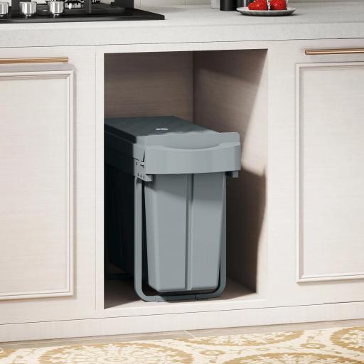 Cubo de Basura bajo Fregadero 2 Contenedores de Reciclaje Extraíble 20L+10L Deslizamiento Suave Gris [6]