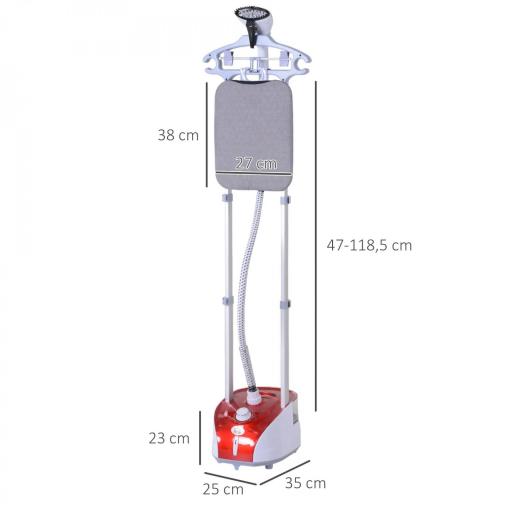 Plancha Vertical Vapor 1950W, Depósito de 2 L, 32g/min, Plancha de Vapor Vertical con Barra Telescópica, Listo en 38s,Colgador de Ropa, Centro de Planchado para Hogar Oficina, Rojo [1]