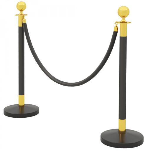 Postes Separadores de Acero Inoxidable de 2 Piezas 96 cm de Altura Base Rellenable 2 Cuerdas de Terciopelo Negro [8]