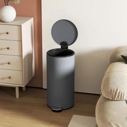 Cubo de Basura Cocina 30L con Pedal Tapa de Cierre Suave y Cubo Extraíble para Dormitorio Oficina Estudio Salón Gris [6]