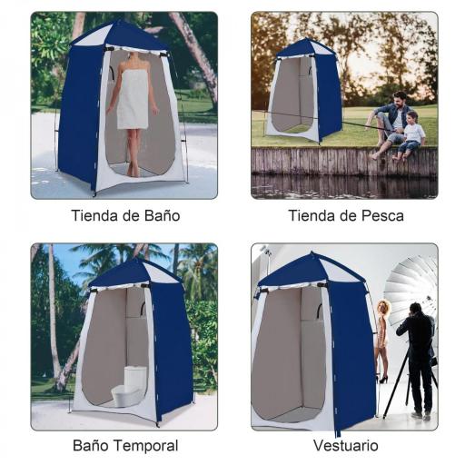 Tienda de Ducha Camping Portátil UV25 Tienda Instantánea con Ventana Bolsillo y Bolsa de Transporte 123x121x198 cm Azul [4]