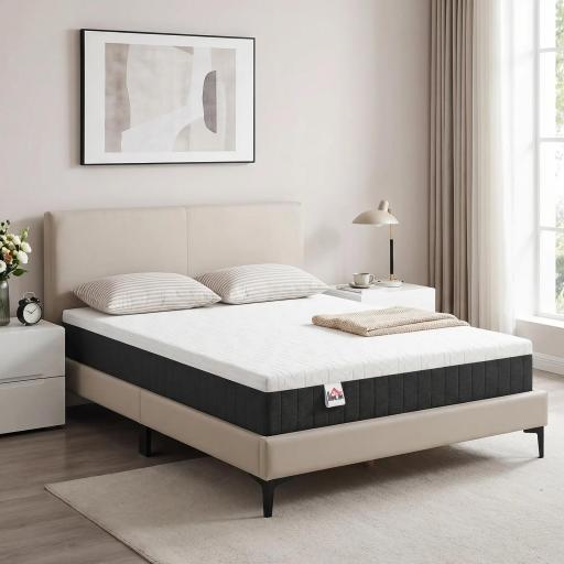 Colchón 190x135 cm Grosor 25 cm Colchón Viscoelástico de Muelles Ensacados de 7 Zonas Firmeza Media Funda Lavable [6]