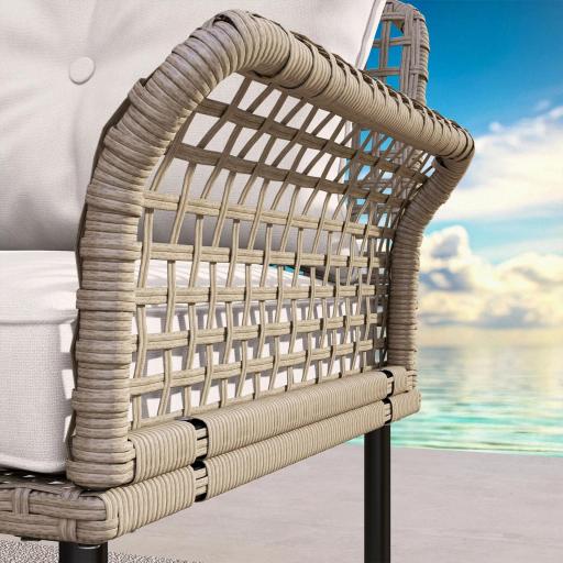 Conjunto de Jardín de Ratán Sintético con Sofá de Exterior de 4 Módulos y 1 Mesa de Centro y Cojines Crema [3]