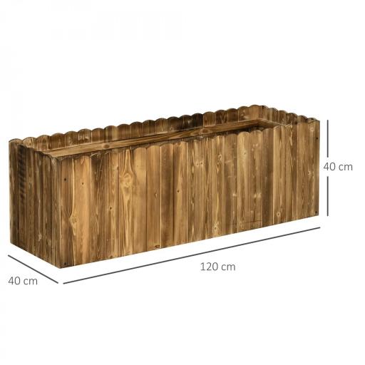 Jardinera de Madera Jardinera Elevada para Cultivos Verduras Flores en Patio Balcón Terraza 120x40x40 cm Carbonizada [1]