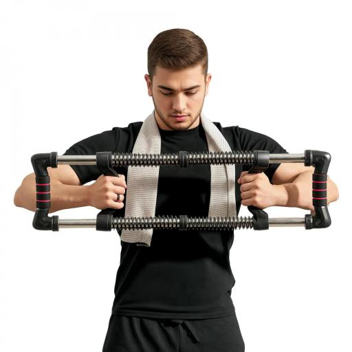 Expansor de Pecho con Resistencia Ajustable de 10-50 kg para Desarrollo Muscular de Brazos 80x22x5 cm Negro [8]