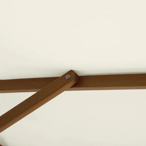 Sombrilla Parasol de Madera Ø250x230cm para Exterior con 6 Varillas Sistema de Polea Color Blanco [5]