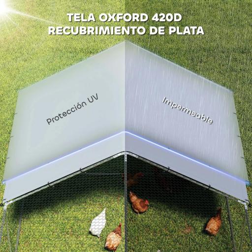 Gallinero para Exterior Grande de Acero Galvanizado 6,8x3x1,9 m 20,4 m² con Cubierta Tela Oxford y Cerradura Plata [5]