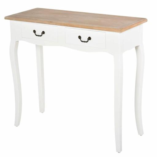 Mesa de Consola con 2 Cajones Diseño de Retro para Entrada Pasillo Sala de Estar Dormitorio Pino 87x34x78,5 cm Blanco [9]