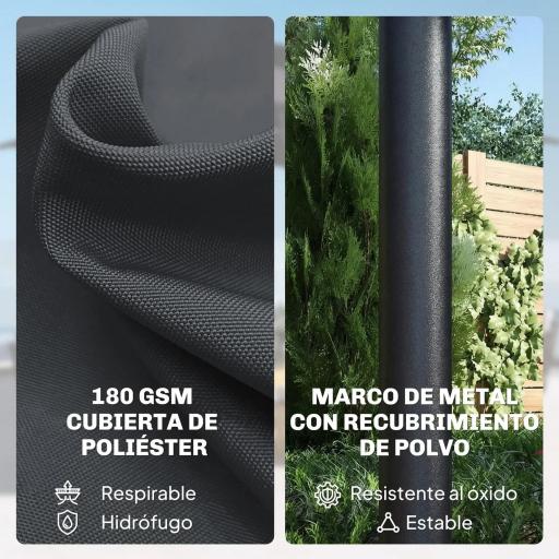 Sombrilla Doble de Jardín 4x2 m con 36 Luces LED UPF50+ Manivela 12 Varillas Resistente al Agua Gris Oscuro [4]