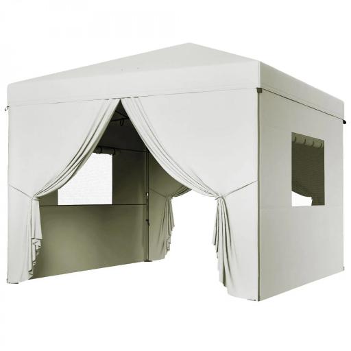 Carpa Plegable Pop-Up 3x3 m con 4 Cortinas Laterales 2 Ventanas de Malla Altura Ajustable Impermeable y Anti-UV Blanco [8]
