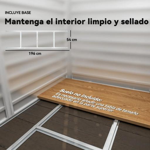 Cobertizo Metálico para Jardín 213x120x166/194 cm con Base Refuerzo Puertas Correderas y Ventilaciones Verde Oscuro [3]