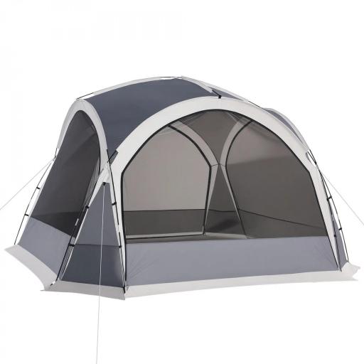 Carpa Portátil de Camping para 6-8 Personas con 4 Mosquiteros Gancho y Bolsa Anti-UV 350x350x230 cm Gris y Blanco [8]