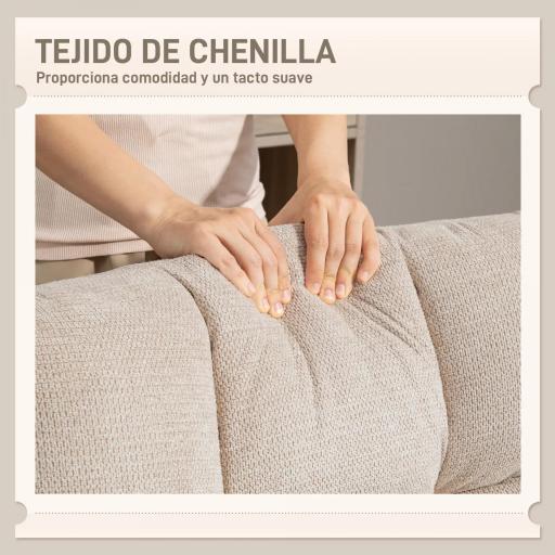 Butaca de Salón Giratoria Moderna Tapizada en Chenilla con Asiento Ancho Base Cruz y Patas de Acero Sillón Relax Crema [3]