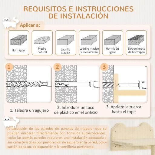 Juego de Escalada para Gatos de Pared Estantes para Gatos 4 Piezas Hamaca Nido Plataformas para Saltar Beige [5]