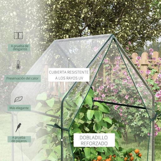Invernadero de Terraza con 2 Puertas con Cremallera Anti-UV para Cultivo de Plantas Flores 90x90x145 cm Transparente [4]