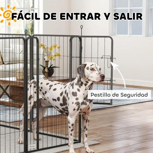Parque para Perros de 8 Paneles de 100 cm de Altura con Puerta para Interior y Exterior Negro [5]