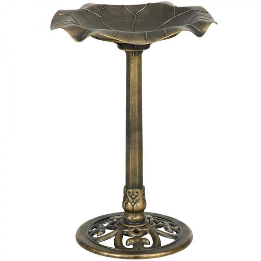 Baño para Pájaros de Jardín Exterior 71 cm con Diseño Hoja de Loto y Acabado Envejecido Ligero y Resistente Bronce [9]