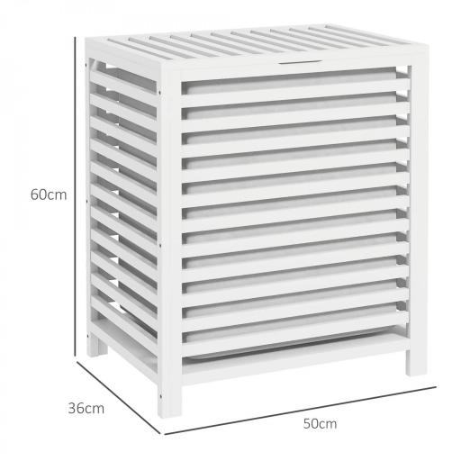 Cesta para la Colada de Bambú Capacidad de 55L Cesto para Ropa Sucia con 2 Asas y Bolsa Extraíble 50x36x60 cm Blanco [1]