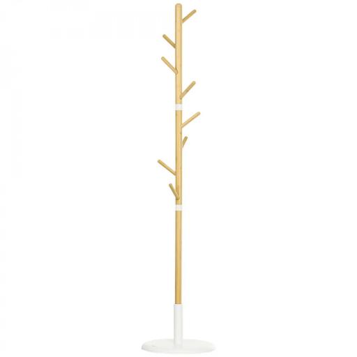 Perchero de Pasillo Moderno con 8 Ganchos para Ropas Bolsas Perchero de Árbol para Entrada Ø37,8x175,6 cm Natural [9]