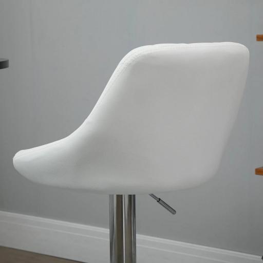 Conjunto de 2 Taburetes de Bar Giratorios con Altura Regulable Sillas Altas Modernas de Comedor con Base Redonda y Reposapiés 46x48x83-104 cm Blanco [3]