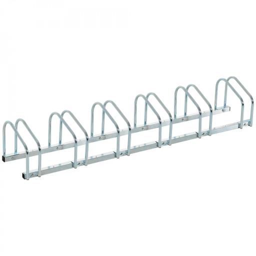 Aparcamiento para 6 Bicicletas Soporte de Acero para Aparcar Bicicletas en el Suelo o Pared 179x33x27 cm Plata [8]