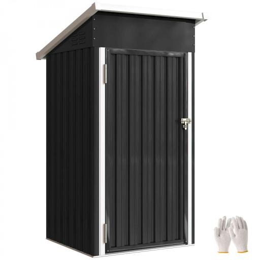 Caseta de Jardín Exterior Metálico 0,74 m² 107,5x91x185 cm con Techo Inclinado Puerta con Cerradura Ventilaciones Gris [8]