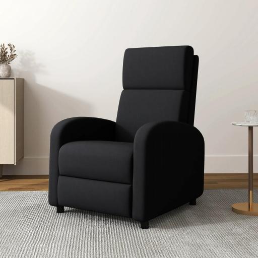 Sillón Relax Reclinable hasta 160° Sofá Reclinable Moderno con Reposapiés Soporta hasta 120 kg 64x86x102 cm Negro