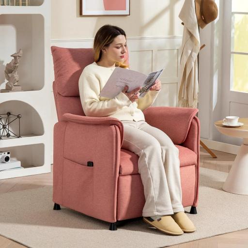 Sillón Reclinable con Motor sin Escobillas Reposapiés Tapizado Resistente y Bolsillos Laterales 80x83x104 cm Naranja