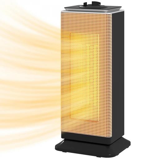 Calefactor Cerámico Eléctrico Cerámico 2000 W con Oscilación Termostato Ajustable y 3 Modos 18x15x40,5 cm Negro [8]