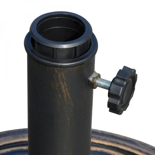 Base de Sombrilla de Jardín Peso Neto 12 kg Soporte de Parasol Redondo Apto para Postes de 38mm/48mm Resina y Acero para Terraza Patio Exterior Ø45x33 cm Bronce [3]