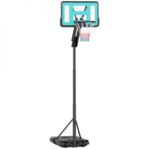 Canasta de Baloncesto Ajustable de 146-236 cm con Ruedas y Base Rellenable con Agua o Arena Tablero Irrompible Negro [9]