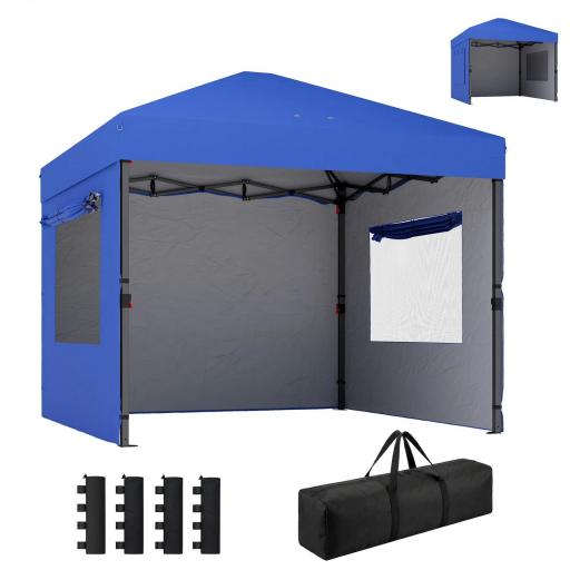 Carpa Plegable Pop-up 3x3 m con 3 Paredes 2 Ventanas Altura Ajustable UPF50+ Bolsa Transporte y Sacos de Arena Azul [9]