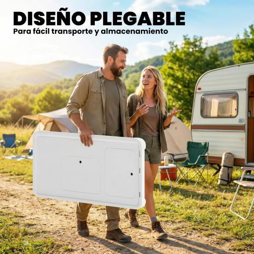 Mesa de Limpieza de Pescado Plegable Portátil con 2 Fregaderos Grifo Manguera Estante Lateral Cesta y Ranuras Blanco [3]