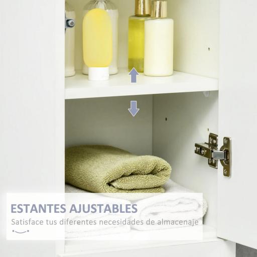 Columna de Baño con 1 Cajón y 5 Estantes Abiertos Mueble Auxiliar de Baño Estilo Moderno 30x28x170 cm Blanco [6]
