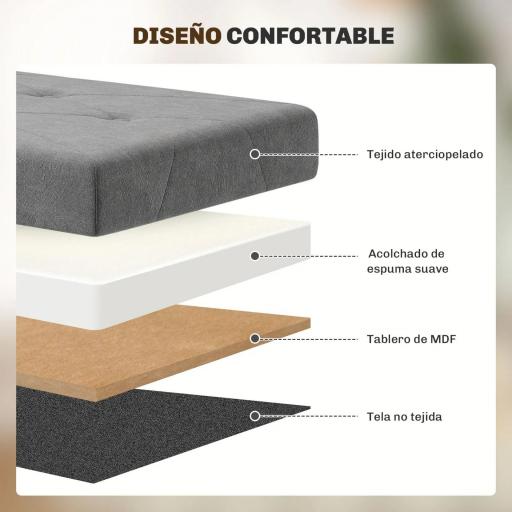 Banco Almacenaje Capacidad de 67 L 76x38x38 cm Tapizado en Terciopelo Carga 120 kg para Sala de Estar Dormitorio Gris [6]