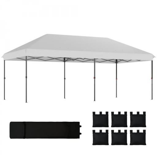 Carpa Plegable 6x3 m Pop-up Altura Ajustable 3 Niveles UPF50+ Bloqueo Central Sacos de Arena Bolsa con Ruedas Plateado [9]