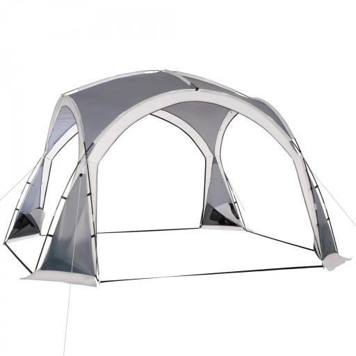 Carpa Portátil de Camping para 6-8 Personas con 4 Mosquiteros Gancho y Bolsa Anti-UV 350x350x230 cm Gris y Blanco [10]